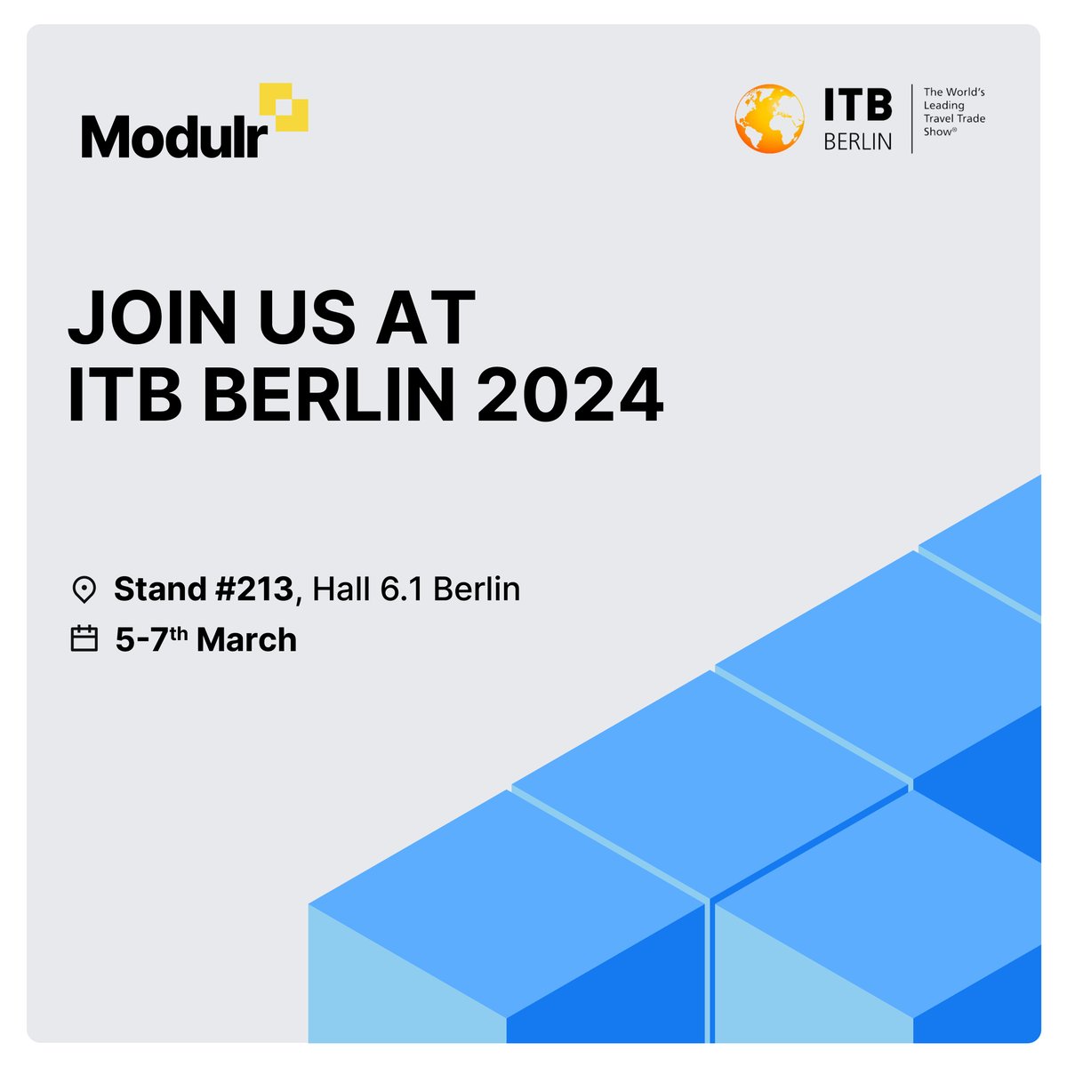 ModulrFinance's tweet image. We’re 2 weeks away from ITB Berlin!  Make sure you visit us at stand 213 in hall 6.1 and learn more about our new purpose-built payments solution for travel businesses.

Book a meeting with our team here: hubs.ly/Q02lCN3X0  

#PaymentsUnleashed #TravelPayments #ITBBerlin