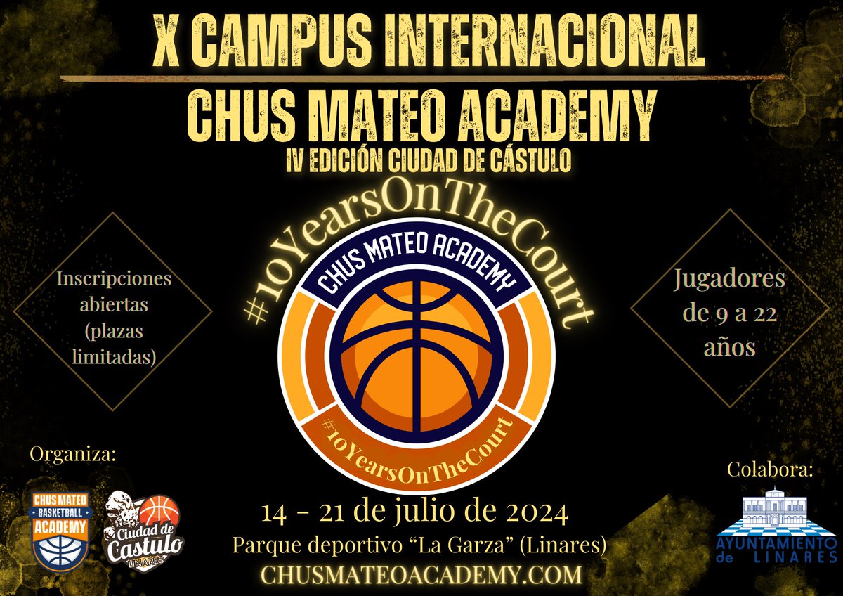 ¡Buenos días! Seguimos con buenas noticias Hoy os presentamos el campus 10º aniversario Chus Mateo Academy, 10 veranos disfrutando del baloncesto Plazas limitadas. Info e inscripciones en chusmateoacademy.com/x-campus-inter… #10YearsOnTheCourt