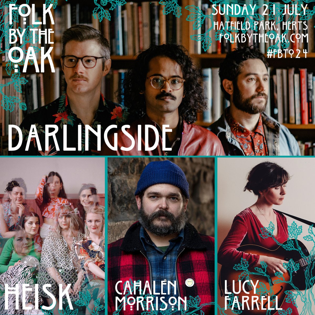 🎉Our final 2024 Line-up Announcements! @darlingside will bring their sophisticated harmonies & precision playing to our Main Stage Roots multi-instrumentalist @CahalenMorrison, leading contemporary folk artist @LucyLucyfarrell & the dazzling HEISK join our Acorn Stage line-up✨