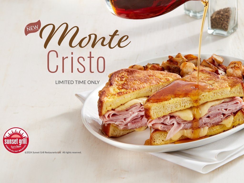 Indulge in a symphony of flavours with our NEW Monte Cristo sandwich! 🥪🧀🍞 Crispy golden brioche French toast, savoury shaved ham, and melty Swiss cheese come together for the perfect breakfast or lunch treat.

Limited time only. Treat yourself at Sunset Grill today!