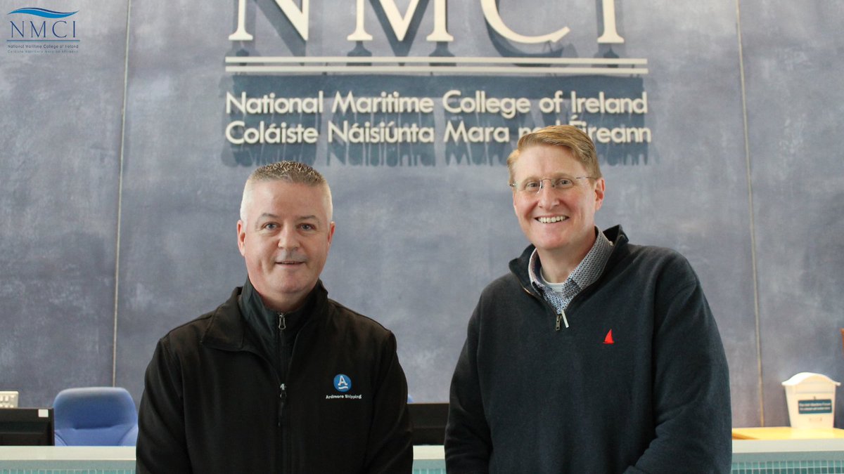 We extend a warm welcome to Gerry Docherty, Director of Fleet Management at @ArdmoreShipping who joins us at the #NMCI today. Gerry will be presenting a Dry Dock talk to #ChiefEngineers and #MatesMasters students. Gerry is pictured with #MarineEngineering lecturer Dan Manning.