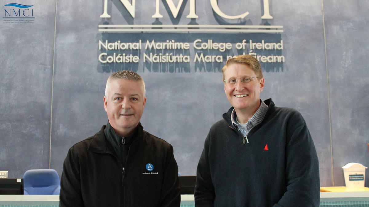 NMCI_Ireland's tweet photo. We extend a warm welcome to Gerry Docherty, Director of Fleet Management at @ArdmoreShipping who joins us at the #NMCI today. Gerry will be presenting a Dry Dock talk to #ChiefEngineers and #MatesMasters students. Gerry is pictured with #MarineEngineering lecturer Dan Manning. https://t.co/YFiJCr6tZn