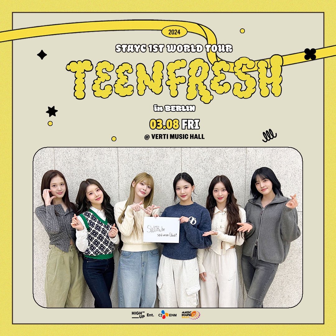 MagicSoundKpop's tweet photo. 🫧 𝗦𝗧𝗔𝗬𝗖 𝟭𝗦𝗧 𝗪𝗢𝗥𝗟𝗗 𝗧𝗢𝗨𝗥 [𝗧𝗘𝗘𝗡𝗙𝗥𝗘𝗦𝗛] 𝗶𝗻 𝗘𝗨𝗥𝗢𝗣𝗘 🫧

SWITHs, Ihr seid unser Glück! 💖

🎫 https://t.co/f7JsL5Sq4z

#STAYC #스테이씨 
#TEENFRESH #TEENFRESHinEUROPE 
#STAYC1STWORLDTOUR 
#MAGICSOUNDKPOP https://t.co/KReeSqXot2