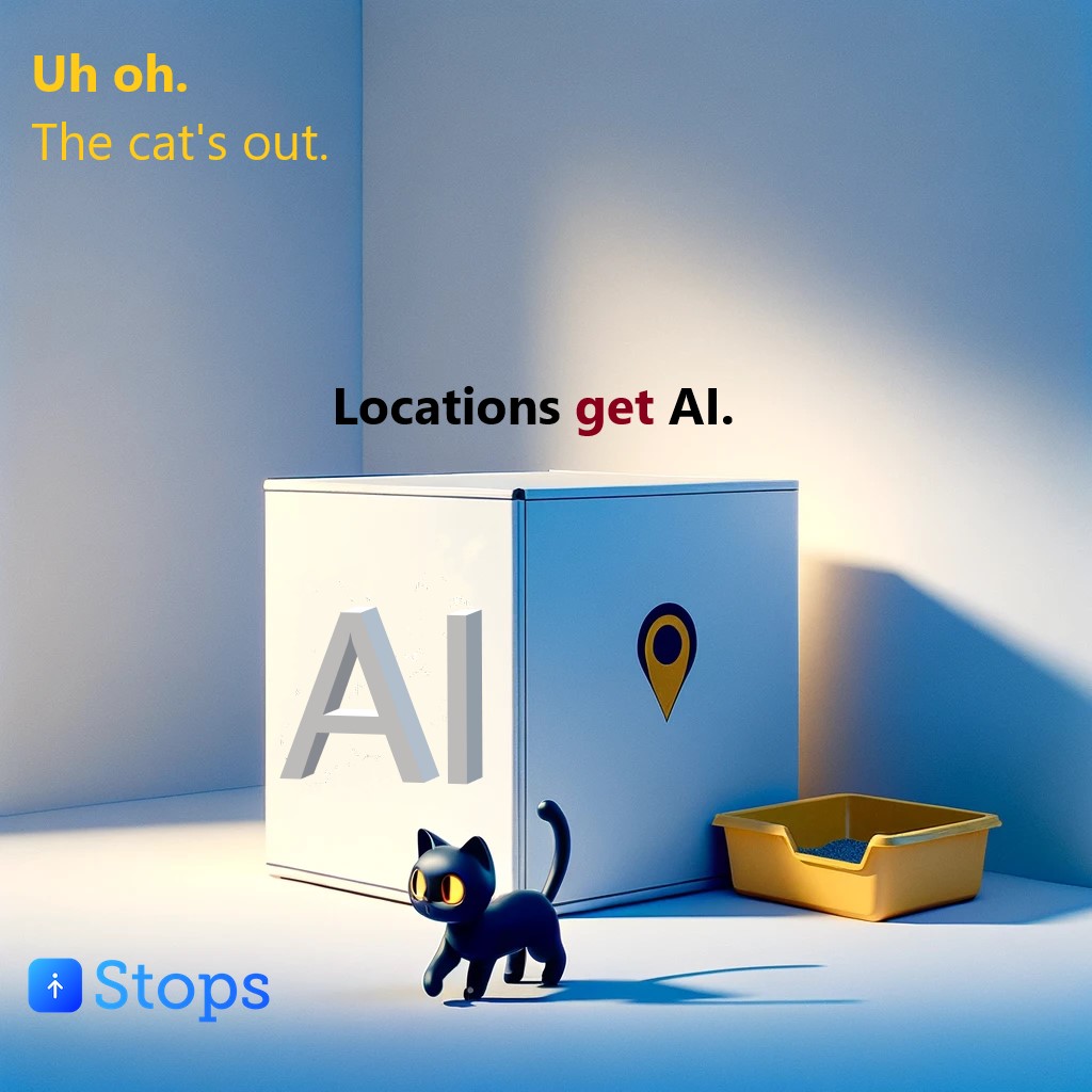 stopscom's tweet image. New AI features for Stops (iOS).
generate images for stops, ask location-based questions, rapid create business listings and discover locations for geo-spatial marketing.

#ai #locations #spatial #geospatial #geo #marketing