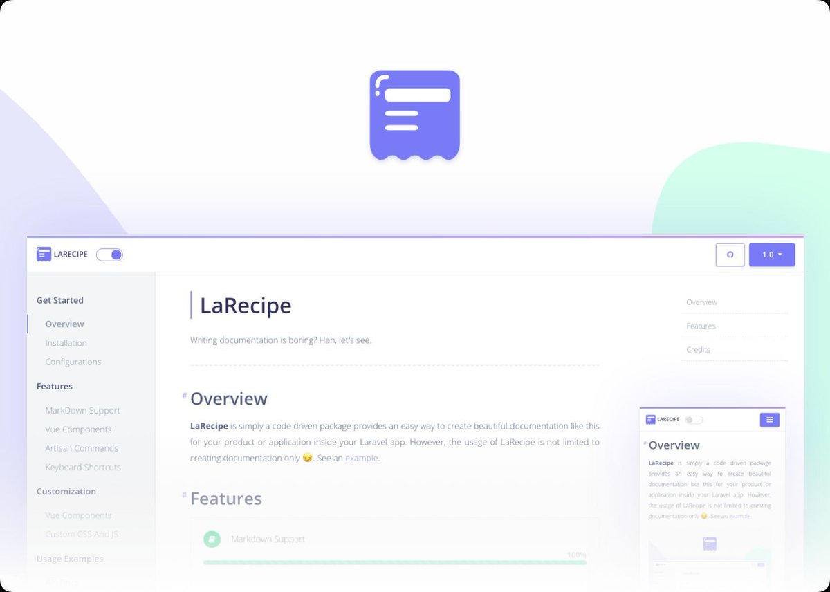 PovilasKorop's tweet image. Laravel tool.

LaRecipe package: an easy way to create beautiful documentation for your product or application inside your Laravel app.
github.com/saleem-hadad/l…