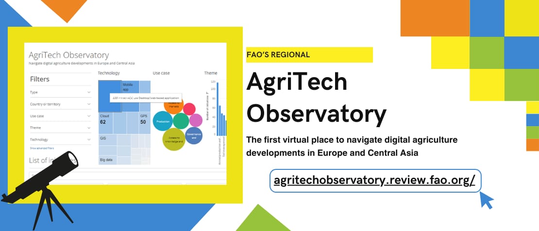 Yesterday @FAO launched its #Agritech Observatory! With Jengalab, we are supporting the FAO team in selecting and analyzing ICT-based solutions, good practices and digital agriculture policies and initiatives in Europe and Central Asia! agritechobservatory.review.fao.org/analytics