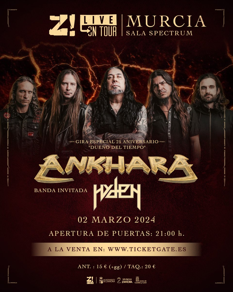 ZLiveOficial's tweet photo. Esta noche las puertas de la #SalaSpectrum se abrirán a las 21:30h para el concierto de Ankhara y Hyden. 

¿Contamos contigo para disfrutar del heavy metal en #Murcia?

¡Últimas entradas en puerta! https://t.co/WouK9ME7A4