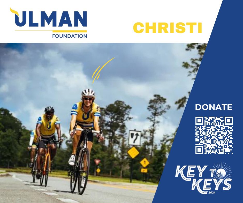 Join me in supporting my sister on her #keytokeys ride with the <a href="/ulmanfoundation/">Ulman Foundation</a>. Every 8 min., a young adult is diagnosed with #cancer. Ulman provides free programs and resources for young adults impacted by it. 
#DonateOrShare here: impact.ulmanfoundation.org/fundraiser/522… #cycling #fundraiser