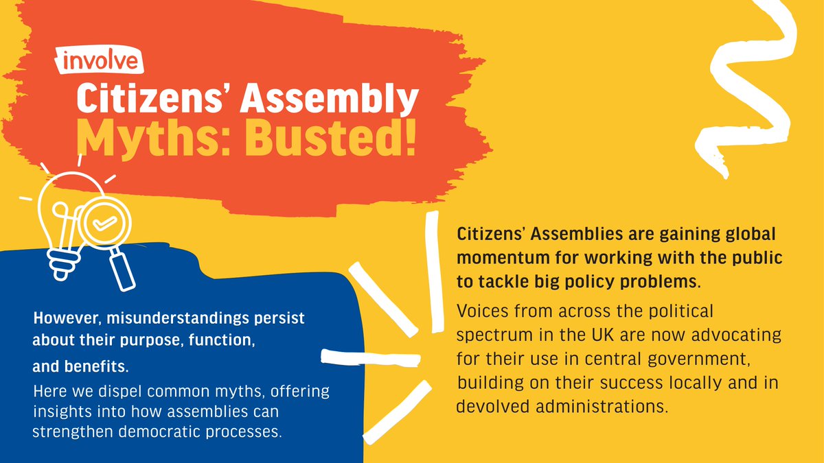 💥Citizens' Assembly Myths: Busted!

#CitizensAssemblies are gaining global momentum and voices from across the political spectrum in the UK are now advocating for their use.
 
However, misunderstandings persist about their purpose and benefits.

🔍 It's time for clarity…

🪡👇