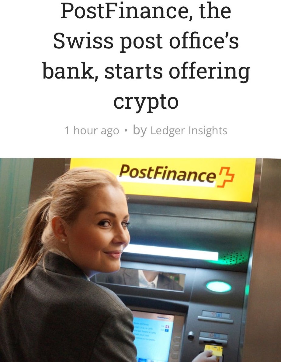 🇨🇭 Breaking News 🗞️🗞️🗞️🗞️🗞️

#SwissPost, the 5th-Largest Bank 🏦 in #Switzerland, has Become the first Systematically Important Bank 🏦 in the Country to offer Customers Access to #Bitcoin   and Digital Asset Custody, Trading, and Savings Accounts