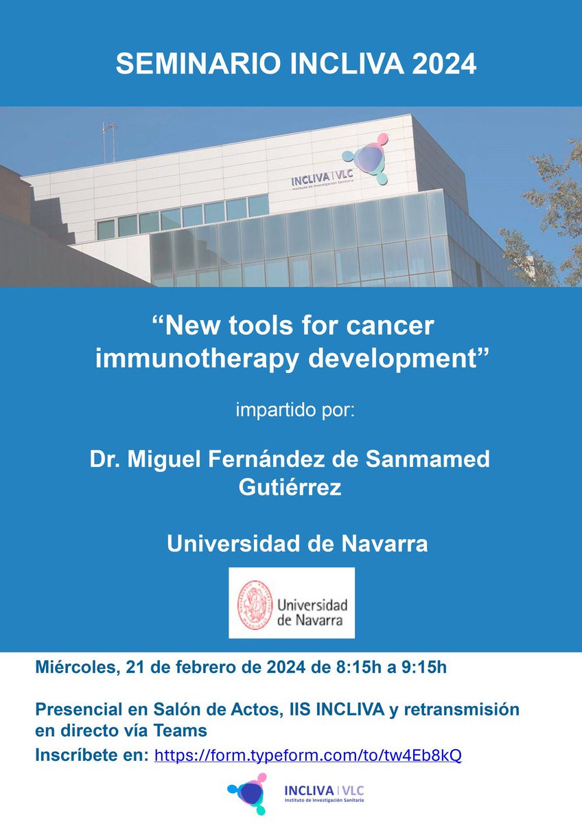 Noelia Tarazona (@tarazonanoelia) on Twitter photo 📌 No te pierdas los nuevos conocimientos 🧠 en INMUNOTERAPIA de <a href="/de_sanmamed/">Miguel Fernández de Sanmamed</a> en <a href="/incliva_iis/">INCLIVA</a> <a href="/GVAclinic/">Hospital Clínic de València</a>
🧑🏻🔬 Experto en inmunoterapia en <a href="/unav/">Universidad de Navarra</a> realizó su posdoc en la Universidad de Yale (EEUU) <a href="/ASEICAnews/">ASEICA</a>
🏥 Mañana en <a href="/incliva_iis/">INCLIVA</a> <a href="/GVAclinic/">Hospital Clínic de València</a>
🖥️ También conexión por Teams👇 📌 No te pierdas los nuevos conocimientos 🧠 en INMUNOTERAPIA de <a href="/de_sanmamed/">Miguel Fernández de Sanmamed</a> en <a href="/incliva_iis/">INCLIVA</a> <a href="/GVAclinic/">Hospital Clínic de València</a>
🧑🏻🔬 Experto en inmunoterapia en <a href="/unav/">Universidad de Navarra</a> realizó su posdoc en la Universidad de Yale (EEUU) <a href="/ASEICAnews/">ASEICA</a>
🏥 Mañana en <a href="/incliva_iis/">INCLIVA</a> <a href="/GVAclinic/">Hospital Clínic de València</a>
🖥️ También conexión por Teams👇