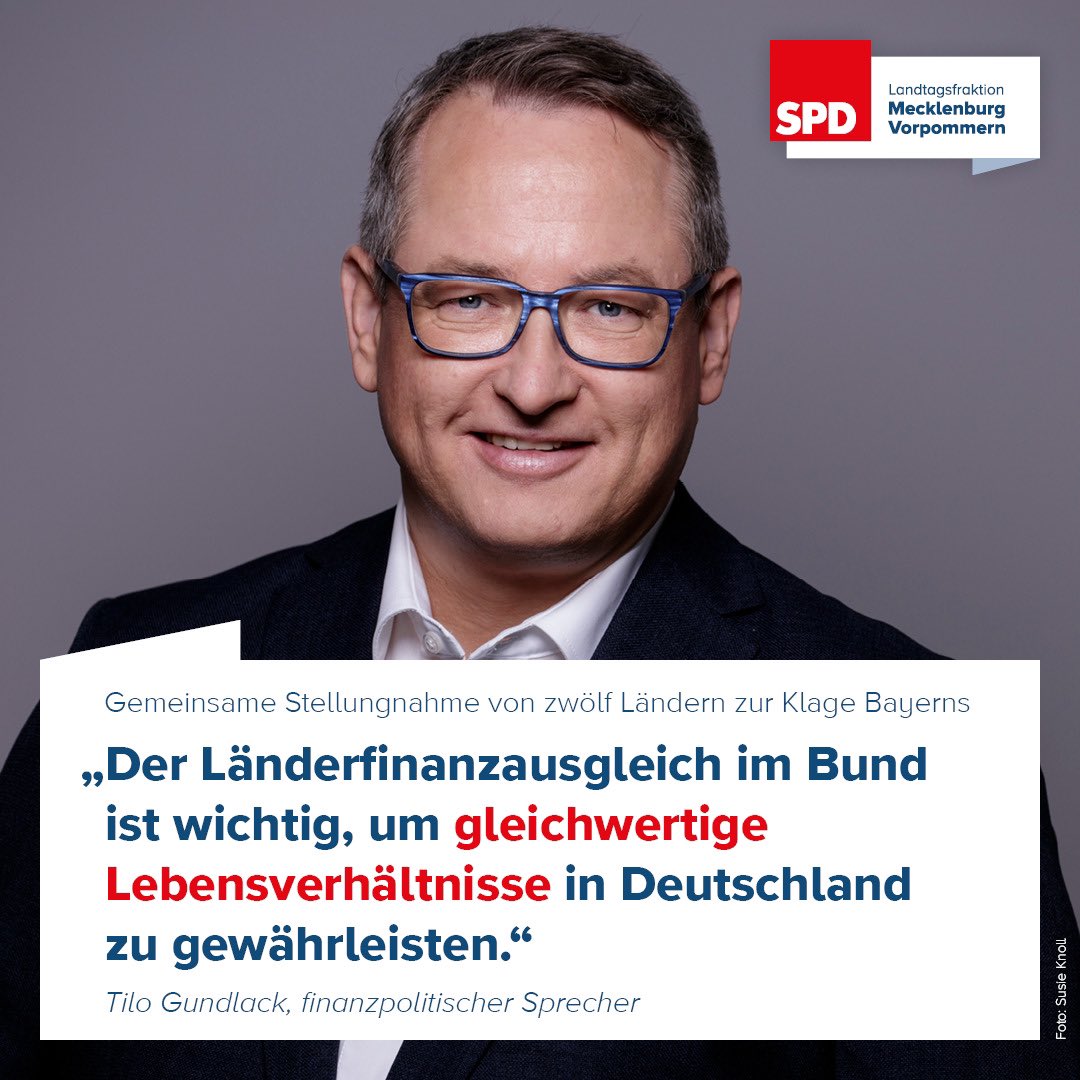 SPD-Landtagsfraktion MV (@spdlandtagmv) on Twitter photo Hey #Bayern: Statt Klagen im #Wahlkampf vielleicht mal gemeinsam an einem solidarischen #Länderfinanzausgleich arbeiten? <a href="/TGundlack/">tilo gundlack</a> zur gemeinsamen Stellungnahme von zwölf Bundesländern (feat. MV).
spd-fraktion-mv.de/aktuelles/pres… Hey #Bayern: Statt Klagen im #Wahlkampf vielleicht mal gemeinsam an einem solidarischen #Länderfinanzausgleich arbeiten? <a href="/TGundlack/">tilo gundlack</a> zur gemeinsamen Stellungnahme von zwölf Bundesländern (feat. MV).
spd-fraktion-mv.de/aktuelles/pres…