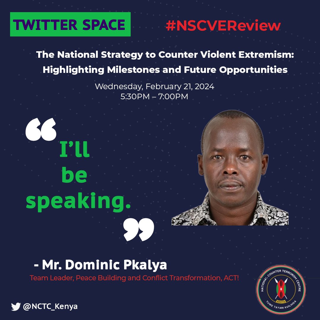 .@DPkalya will be speaking in tomorrow's X Space. 🔊 The NSCVE: Highlighting Milestones and Future Opportunities ⏲️ Wed, Feb 21, 2024 🕖5:30PM - 7:00PM 🔗twitter.com/i/spaces/1vOGw…