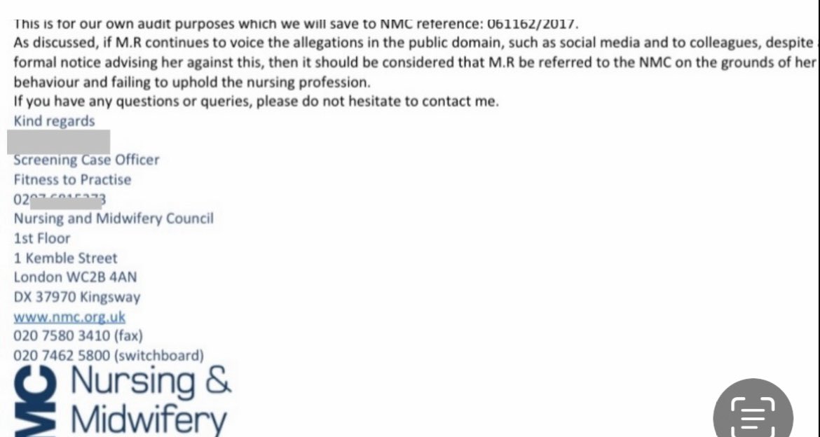 ! @nmcnews closed the case against the perpetrator at screening. When I whistleblew @nmcnews advised head of @NELFT HR to refer me to fitness to practice! Collusion between the trust+nursing regulator. He went on to harass other women while working in #NHS @rogerkline @AnnKeen11