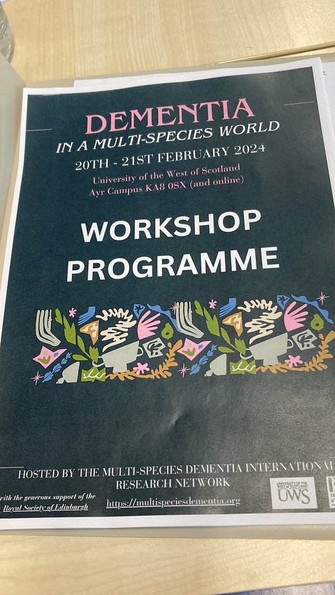 Fantastic morning at the “Dementia in a multi species world” conference, with great presentations from @jocey_quinn & @CSCBellet on the opening theme of ‘thinking beyond the human’