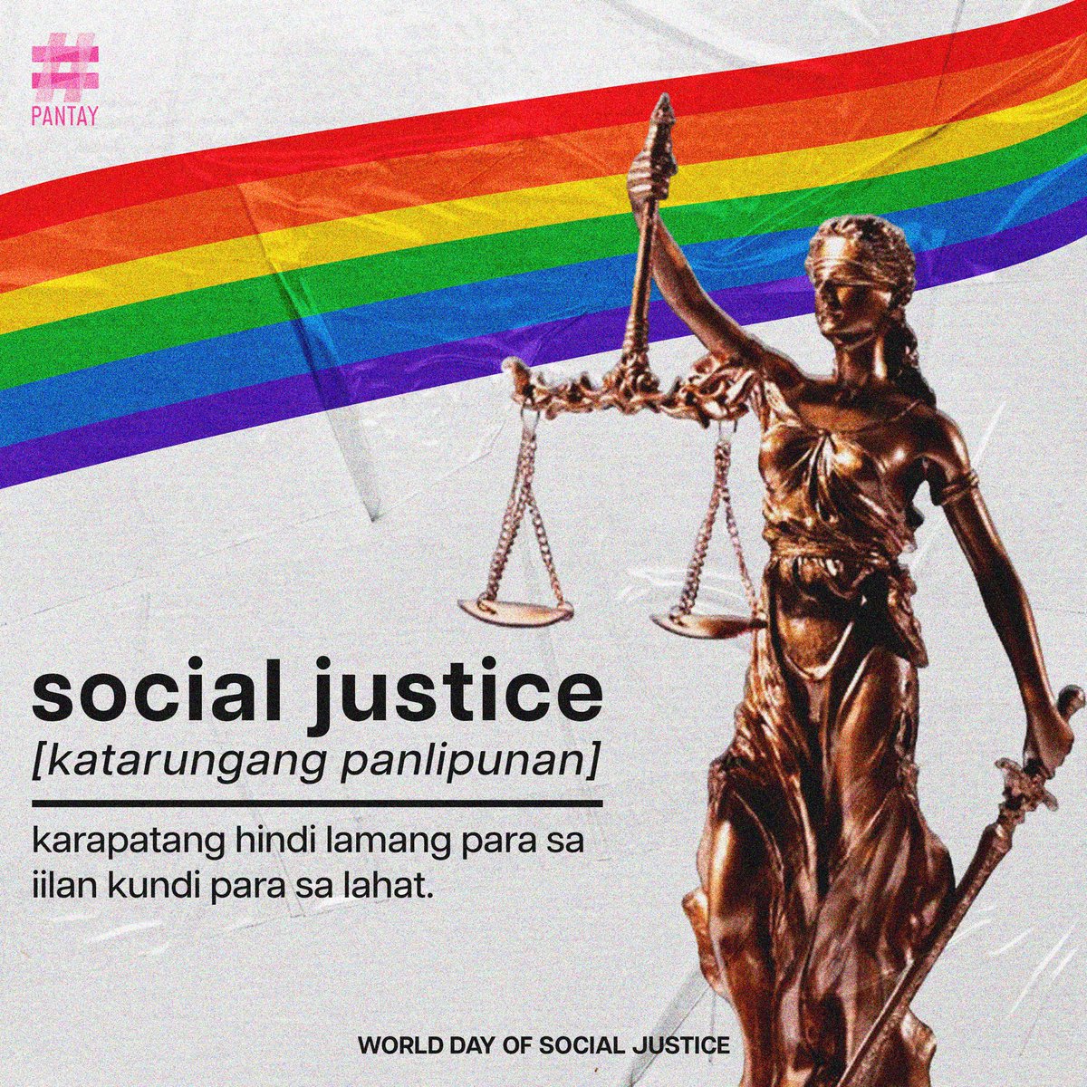 Hindi tayo tunay na pantay-pantay kung ang mga karapatan ay para lamang sa iilan. ✊🏽🌈🏳️‍⚧️

#SocialJusticeDay
#PANTAYtayo
#Equality4All
#PANTAY