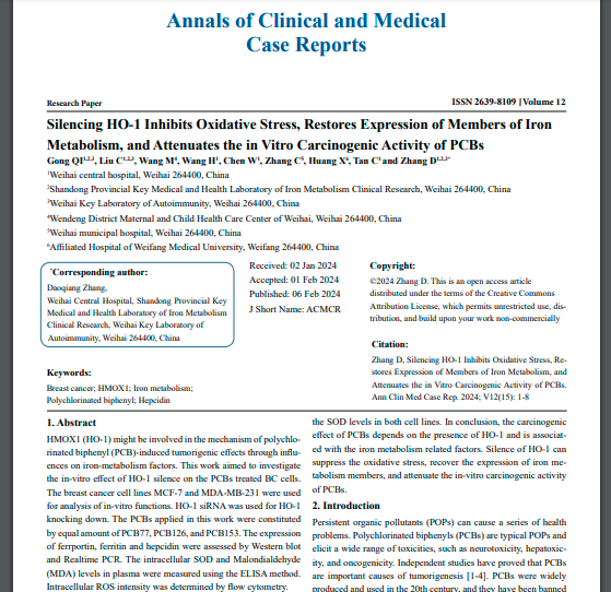 AnnalsMedical's tweet photo. Silencing HO-1 Inhibits Oxidative Stress, Restores Expression of Members of Iron Metabolism, and Attenuates the in Vitro Carcinogenic Activity of PCBs https://t.co/Pn1F79ObE7