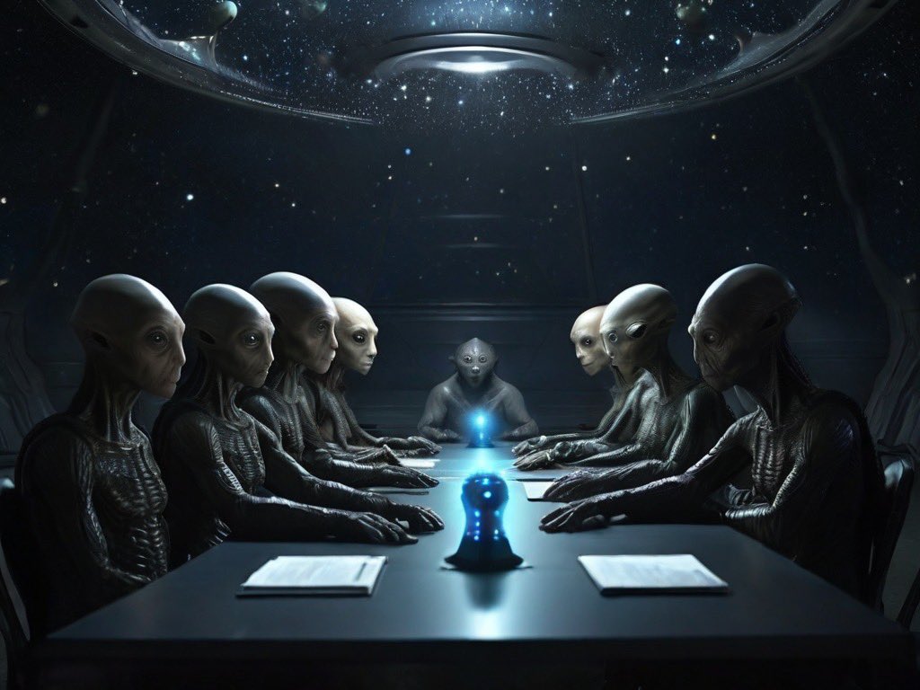 OlegsTiunovs's tweet image. Aliens mulling over disclosure? Talk about an extraterrestrial tête-à-tête! But should we entrust humans with our cosmic gadgets? 👽🔮 #ETTalks #TechTrust