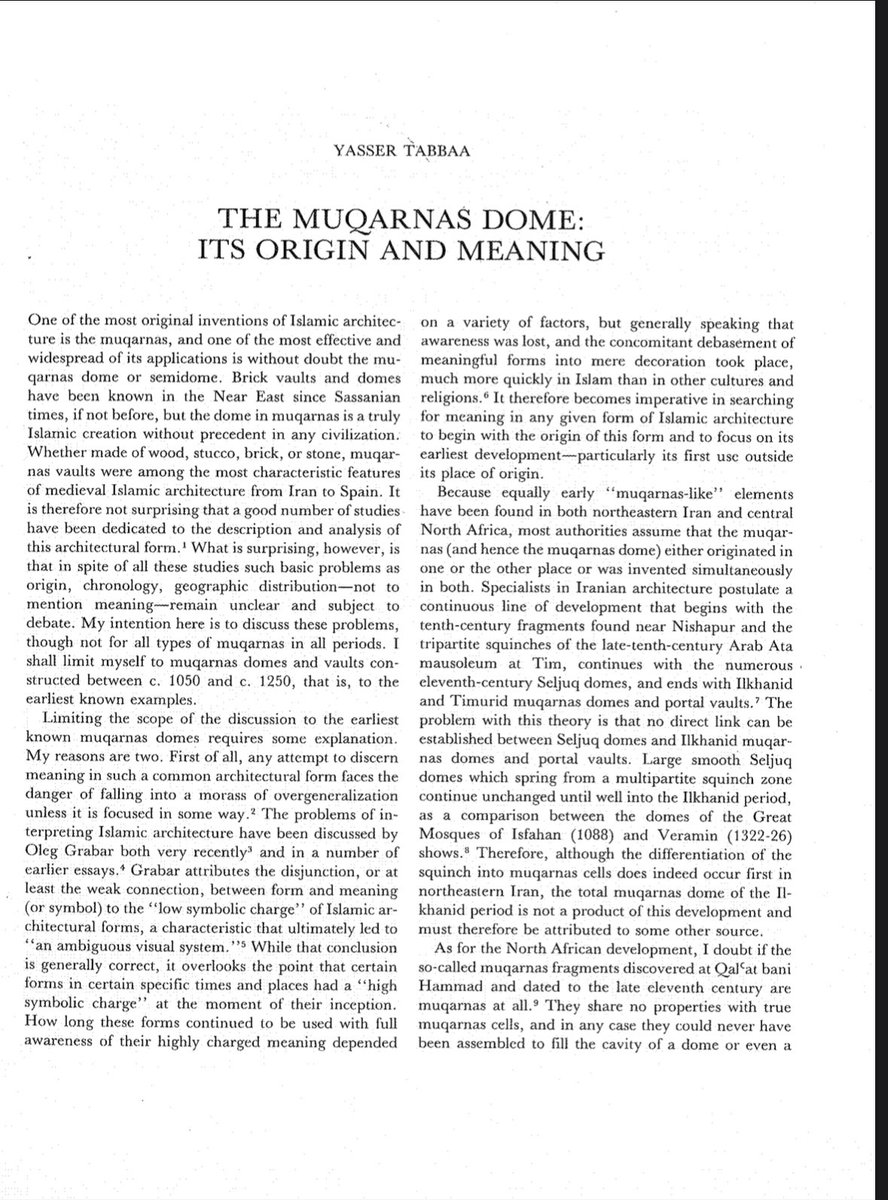 @elerrantenomad @ali_cgn @sharghzadeh These structures (domed Muqarnas and Honeycomb Muqarnas) is an Islamicate synthesis. There’s no strong case academically for its synthesis in one cultural region within the islamicate. Early examples are found from Spain and North Africa, Egypt & Persia all around the same period