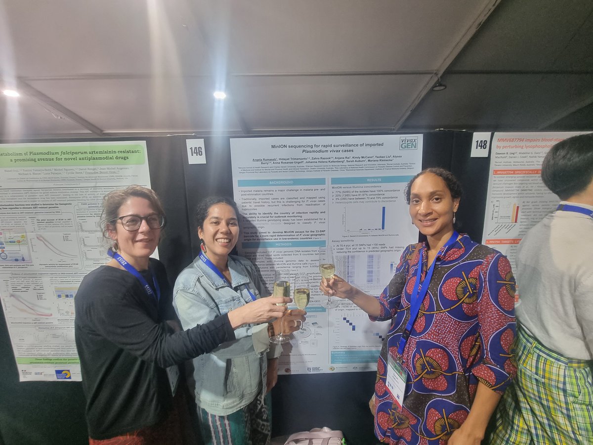 Angela Rumaseb (@angela_rumaseb) on Twitter photo Had the best time with the amazing #WomeninMalaria at #MAM2024 presenting our work on MinION sequencing to rapidly determine geographic origin of P. vivax. So grateful for and inspired by <a href="/SarahAuburn2/">Sarah Auburn</a> <a href="/o_o_Mana/">Mariana Kleinecke</a> <a href="/ITMmalaria/">Rosanas-Urgell lab</a> <a href="/RazookZahra/">Zahra Razook</a> <a href="/kattenberg/">Kattenberg</a> & other co-authors. #StayTuned Had the best time with the amazing #WomeninMalaria at #MAM2024 presenting our work on MinION sequencing to rapidly determine geographic origin of P. vivax. So grateful for and inspired by <a href="/SarahAuburn2/">Sarah Auburn</a> <a href="/o_o_Mana/">Mariana Kleinecke</a> <a href="/ITMmalaria/">Rosanas-Urgell lab</a> <a href="/RazookZahra/">Zahra Razook</a> <a href="/kattenberg/">Kattenberg</a> & other co-authors. #StayTuned