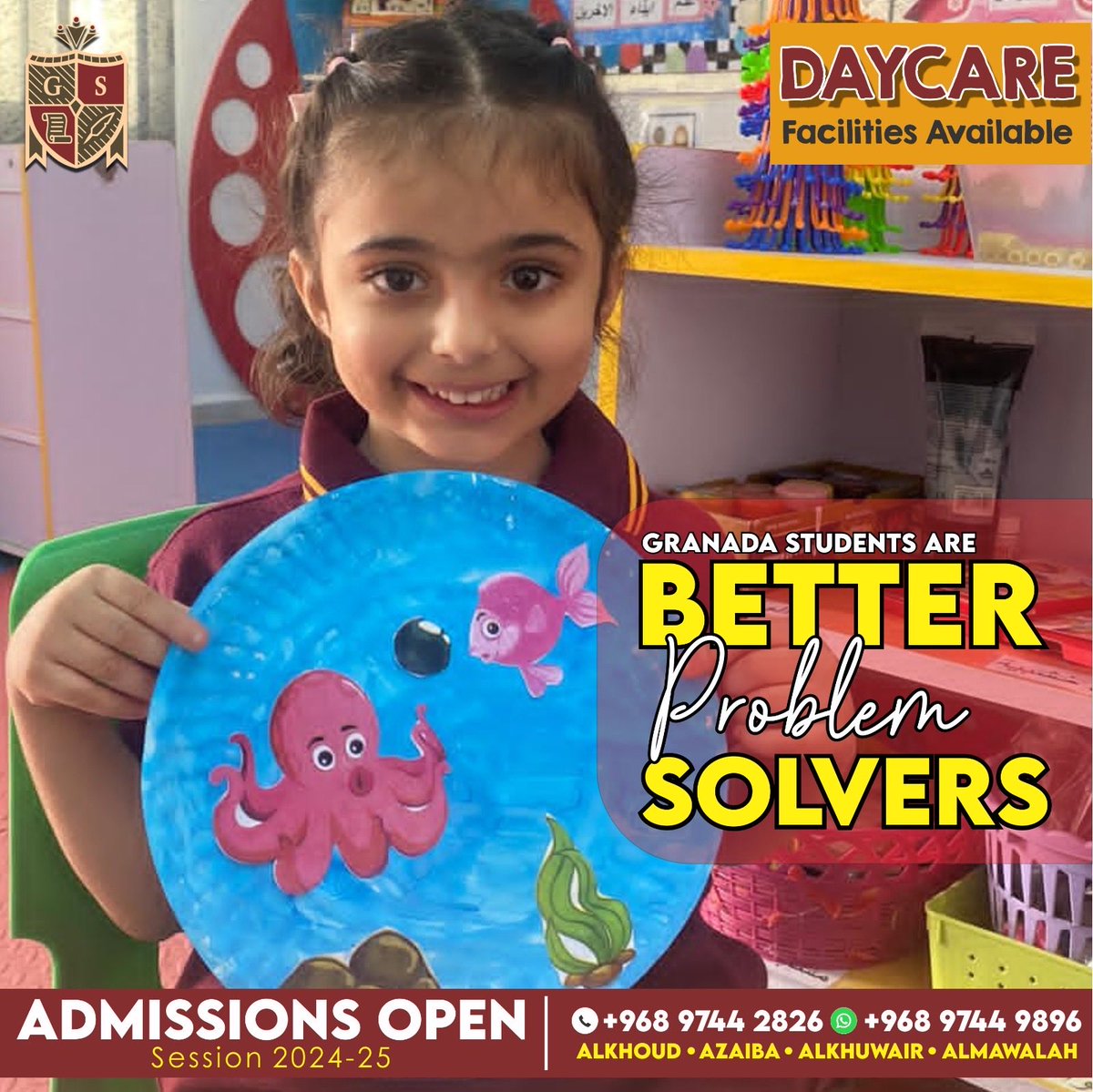 Sumairafarooqui's tweet photo. We at "Granada Private School" always offer quality education where problem-solving skills are always top-notch! 
-𝓐𝓭𝓶𝓲𝓼𝓼𝓲𝓸𝓷𝓼 𝓞𝓹𝓮𝓷 -
🌐 Apply for admissions:
📞 For queries: +968 9744 2826
#granadaschool, #admissionsopen #GranadaPride #SmartStudents" #muscat #oman https://t.co/SxhnpxmhvL