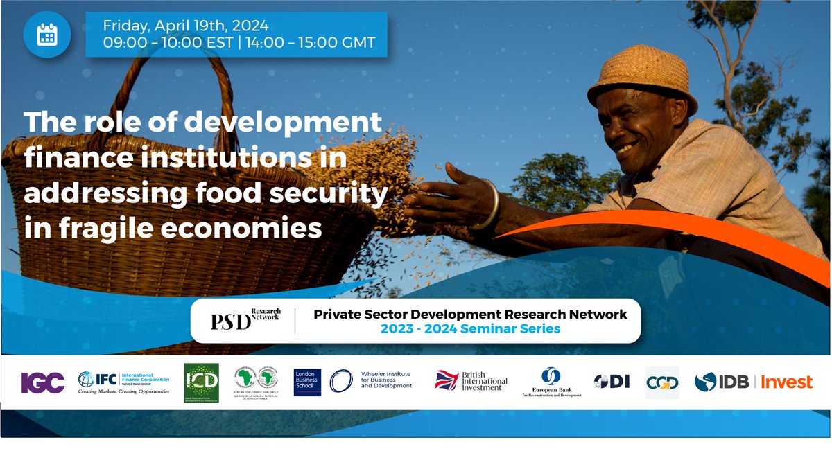 🆕| Register now for our #PSDRN seminar on the role of DFIs in addressing urgent #FoodSecurity challenges in fragile contexts.

Hear from @DWteVelde & others on how to boost investments in agriculture to strengthen food systems in vulnerable countries.

🔗 odi.org/en/events/the-…