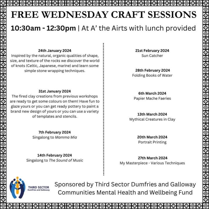 Call us on 01659 50514 to secure your place for this Wednesday's Free Craft Session!