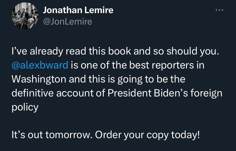 alexbward's tweet image. THE INTERNATIONALISTS out ***today***
What they’re saying:
@JonLemire: “This is going to be the definitive account of Biden’s foreign policy.”
@peterbakernyt: “Excellent”
@hughhewitt: “Well researched and very well written”
@BeschlossDC: “Excellent, revealing and newsworthy”