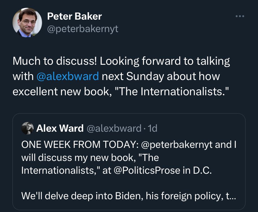 alexbward's tweet image. THE INTERNATIONALISTS out ***today***
What they’re saying:
@JonLemire: “This is going to be the definitive account of Biden’s foreign policy.”
@peterbakernyt: “Excellent”
@hughhewitt: “Well researched and very well written”
@BeschlossDC: “Excellent, revealing and newsworthy”