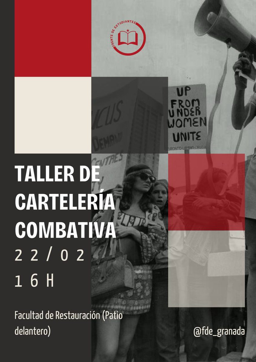 FdE_Granada's tweet photo. 🔴Este jueves estaremos realizando un taller de cartelería  en la facultad de restauración a las 16:00h os animamos a todxs a pasaros!! https://t.co/yXDhaAJnPV