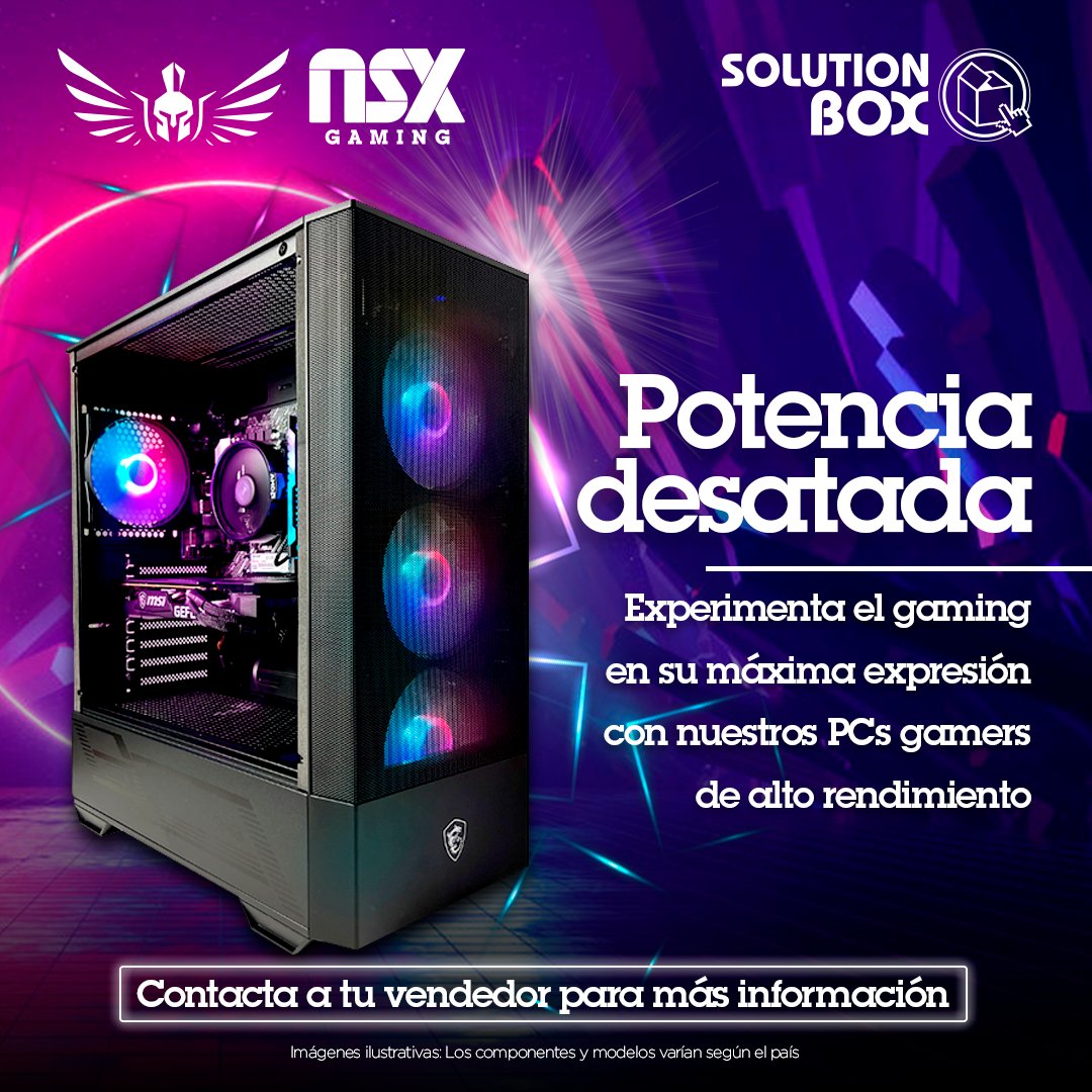 ¡Potencia desatada con NSX! 🚀🎮 Experimenta el gaming en su máxima expresión con nuestras PCs gamers de alto rendimiento. 💥 #NSX #Gaming #AltoRendimiento #PCSgamers