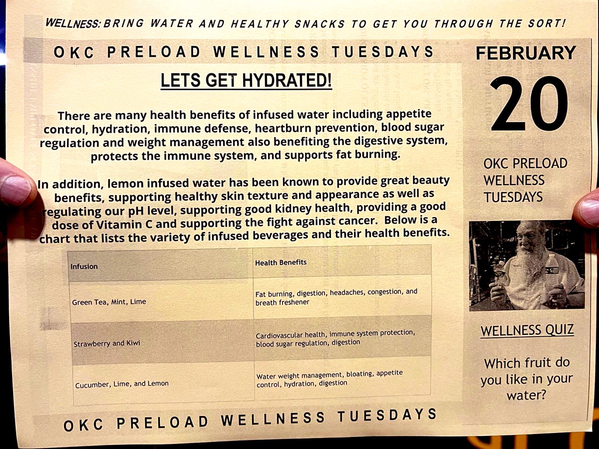 okc_preload's tweet photo. Gooood #WellnessTuesday #OKC #Preload James & Colin with todayβs #PCM over infusing your water with fruits to get hydrated & be healthier! #BoLo Sam & Willie are out & about with limes lemons oranges ππ¦π#GetSome #UPS #TeamWellness #Infused #Enthused #TeamHydration https://t.co/1IEkmKP0NB