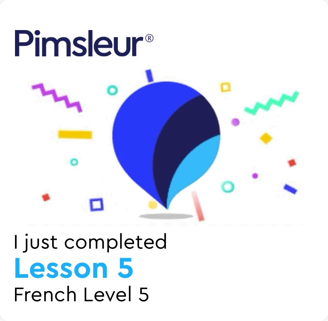 classicmannyc's tweet image. Just finished lesson 5 of ⁦@Pimsleur⁩ French Level 5 #langtwt #polyglotambitions #frenchlanguagelearning #pimsleur
