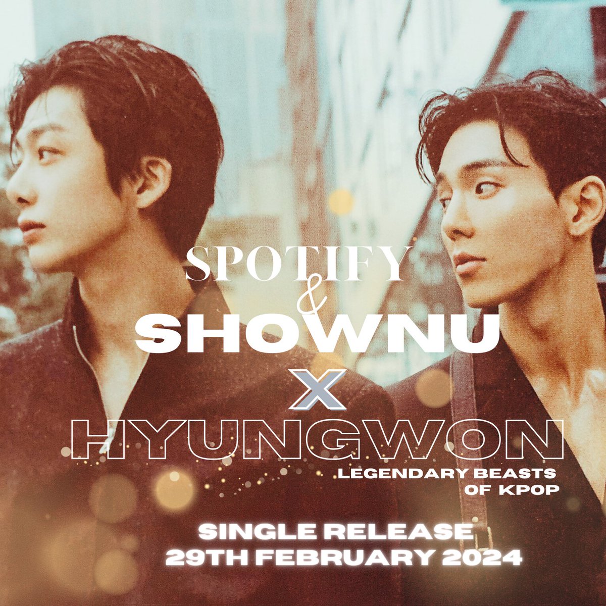 [#wwmx_xxlunit] Monbebe are you excited?? The exclusive @SpotifyKpop @SpotifyKR K-Pop ON! (온) First Crush campaign #SpotifySingle from @OfficialMonstaX #SHOWNU X #HYUNGWON is to be released on February 29! Remember to mark that day in your calendar!