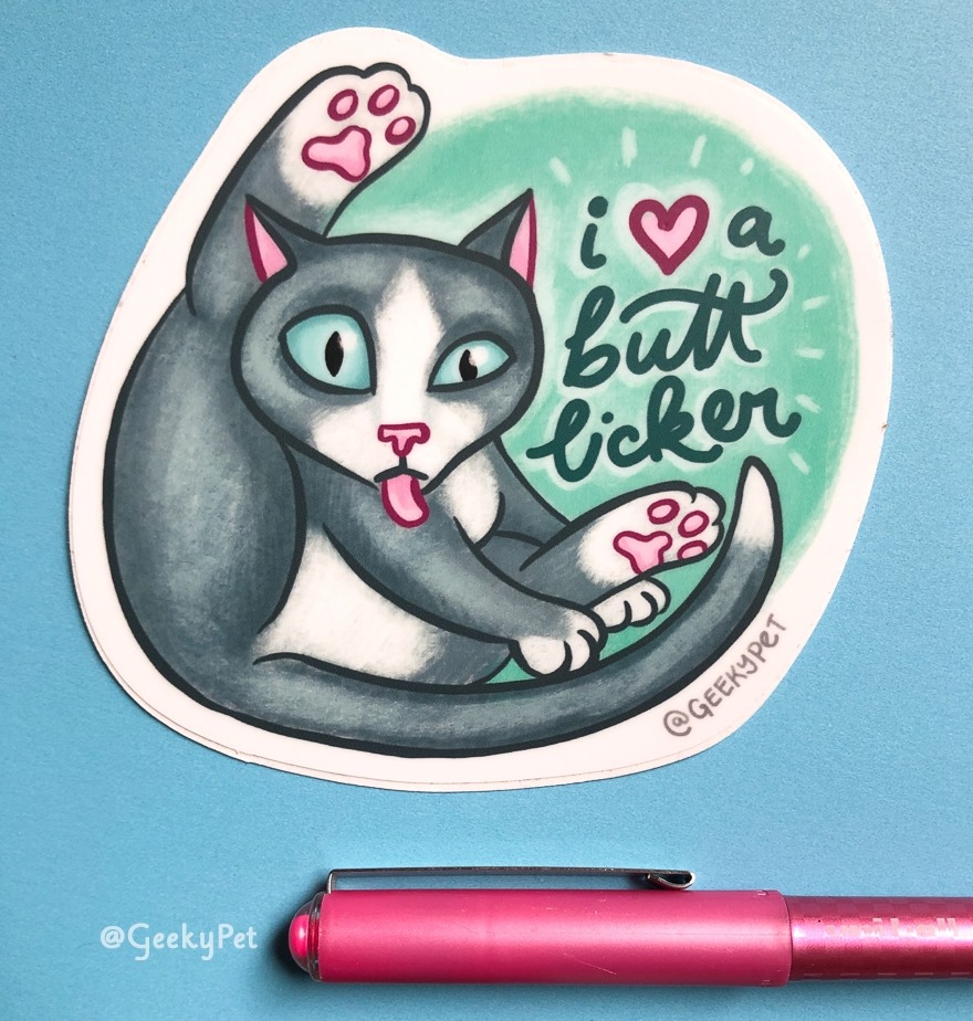 Come out and declare your love for your favourite furry butt licker! 

#geekypet #illustration #catcosplay #cat #catsofinstagram #catgifts #catportrait  #etsyseller #funnygifts #holidaygifts #artprint #wallart #shoponline #walldecor #sale #sticker #catbutt #etsy