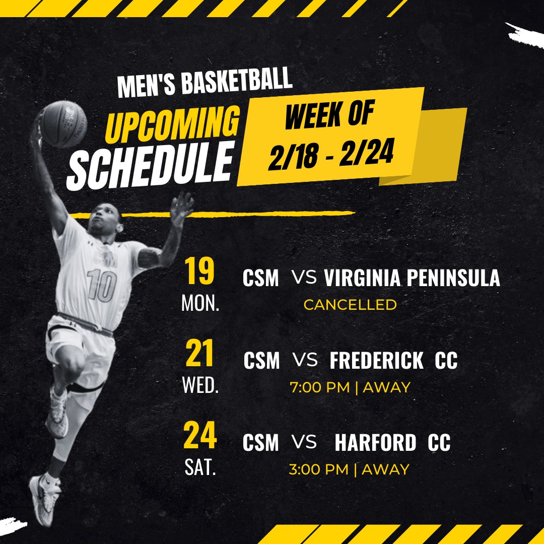CSMHawksATH's tweet photo. Our basketball teams are headed on the road this week and our baseball team is gearing up to take on Finger Lakes Community College. Check out the game schedule for the week! π·π·
#CSMHawksMBB #CSMHawksWBB #CSMHawksBaseball https://t.co/Z79L3UQ4a9