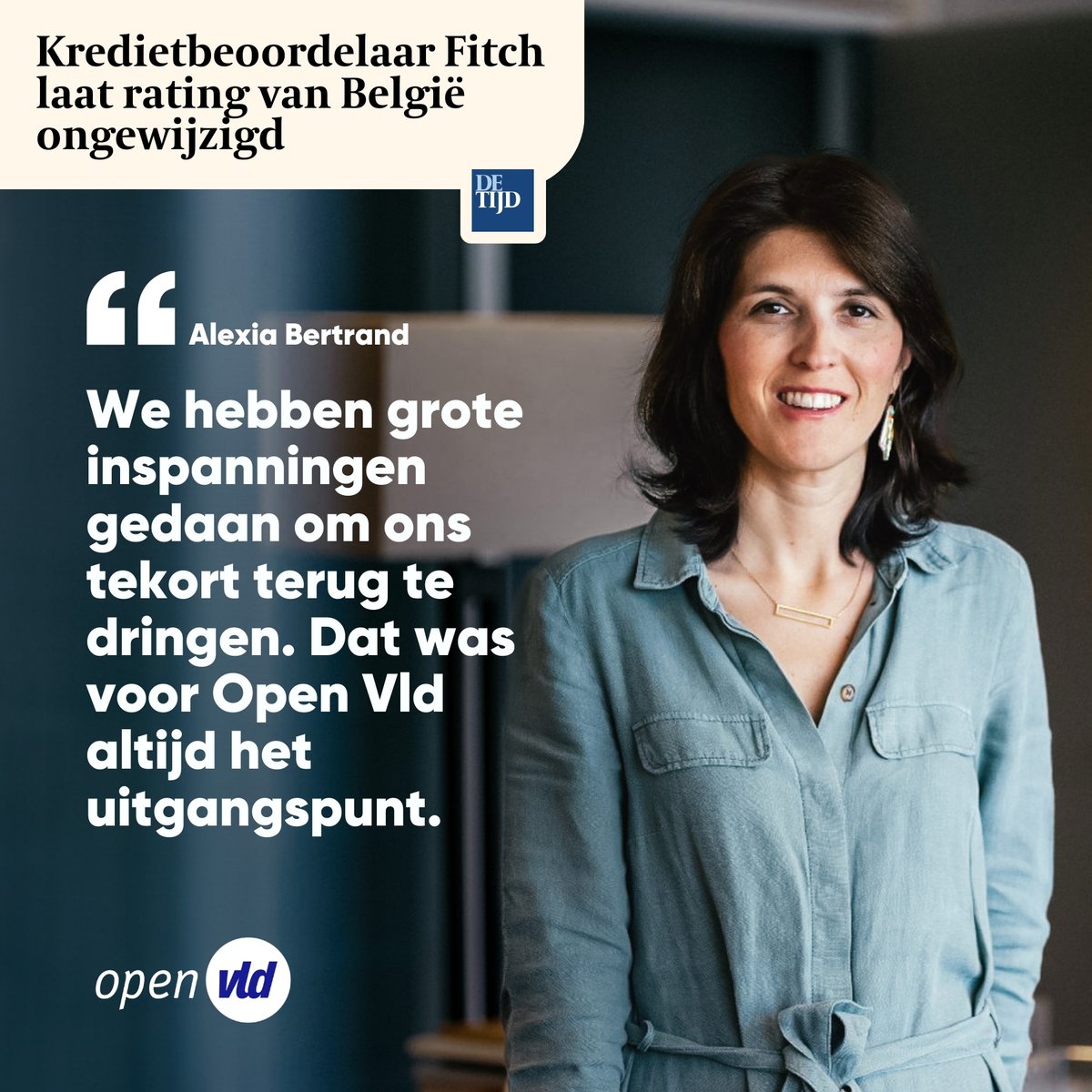 NL | Fitch behoudt de rating voor ons land.
We hebben de voorbije legislatuur grote inspanningen gedaan om ons tekort terug te brengen. Dat was voor Open Vld tijdens de budgettaire onderhandelingen altijd het uitgangspunt en zal het altijd blijven.

Ook Fitch blijft zich zorgen