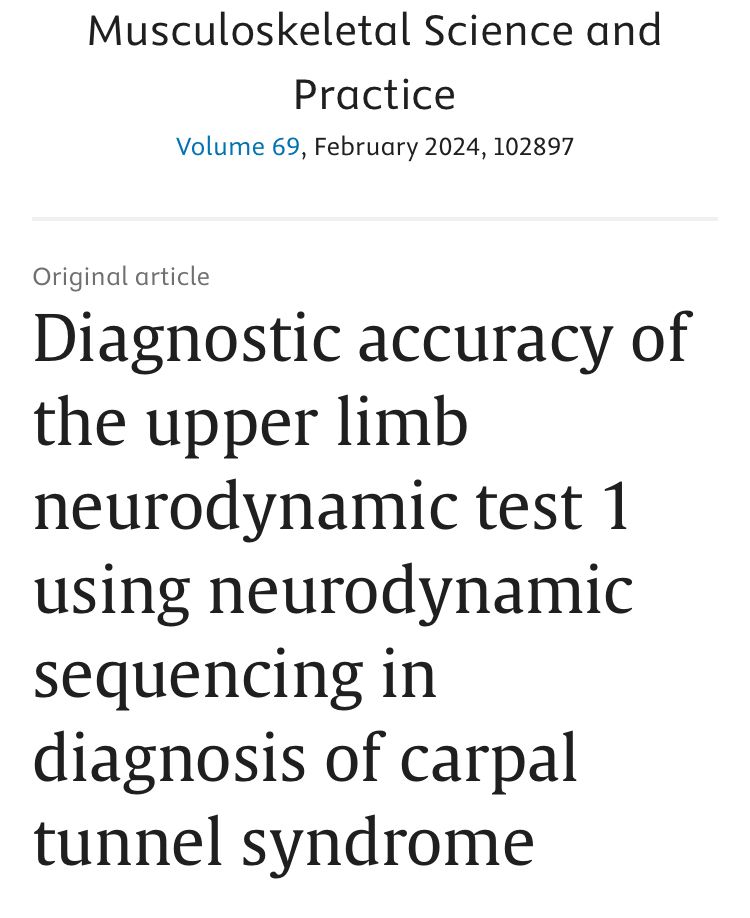 Do Neurodynamic Mobility Techniques have a role in clinical practice?🧐 It is well known they are beneficial in managing symptoms of Carpal Tunnel Syndrome (CTS). Also…useful in the DIAGNOSIS of CTS! 👌👌 buff.ly/3T3BfEL