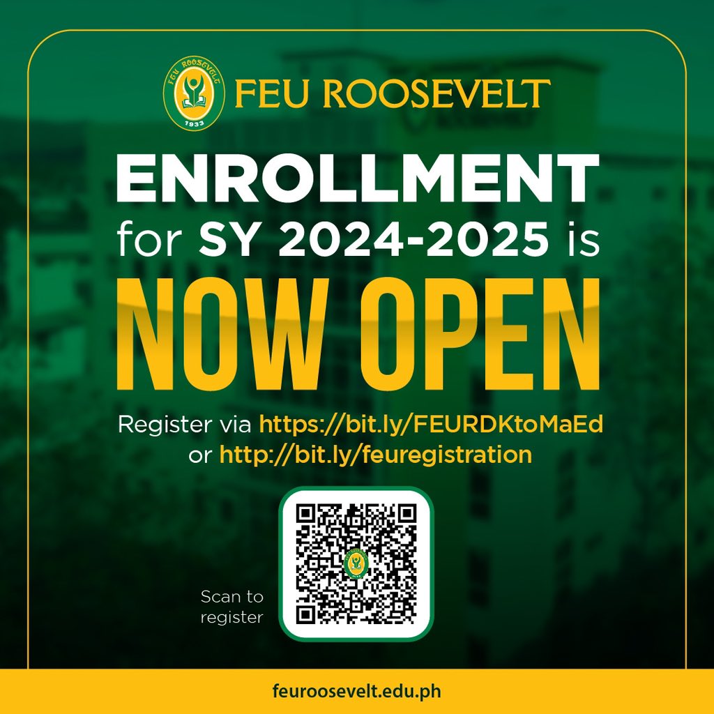 FEURooseveltRod's tweet photo. ADMISSIONS FOR S.Y. 2024-2025 IS NOW OPEN!

Reserve your slot now!
register via https://t.co/pB9ocFdhvm or
https://t.co/YZDEM6n9u8

We are excited to have you in the growing #Tamaraw community!

#BeBrave and choose #FEURoosevelt! https://t.co/QDR3LqbeGJ