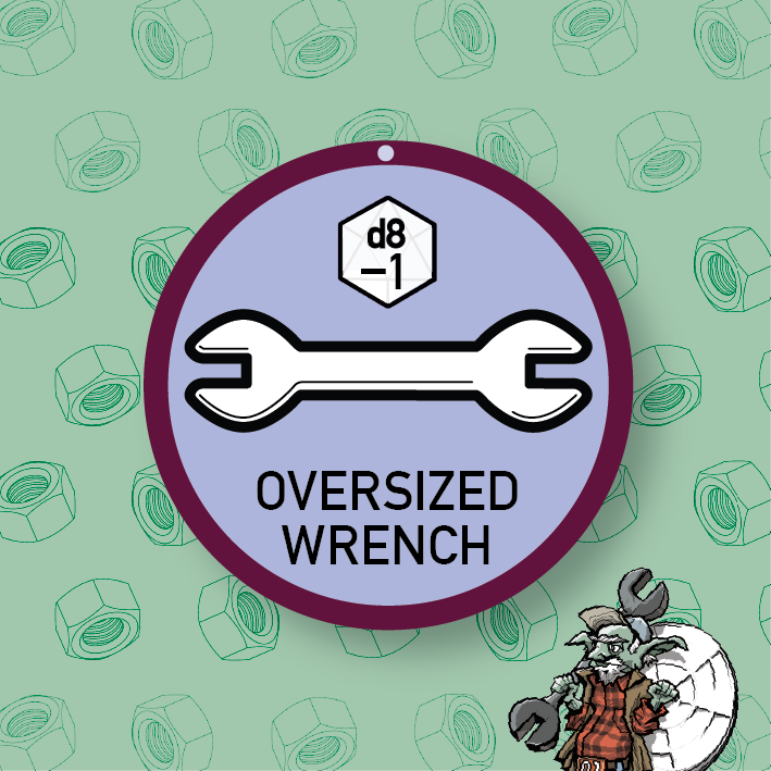 EdChung7's tweet photo. Gonna start spreading the word on #LootTokens! Here's a good place to start: The Oversized Wrench found in #AmpersandRPG's first boxed game Mages &amp; Macrophages. So large, that if you're a Critter, you'll need two hands to swing it. So large, that you'll take a -1 on that d8 roll. https://t.co/1EKZYgKICm