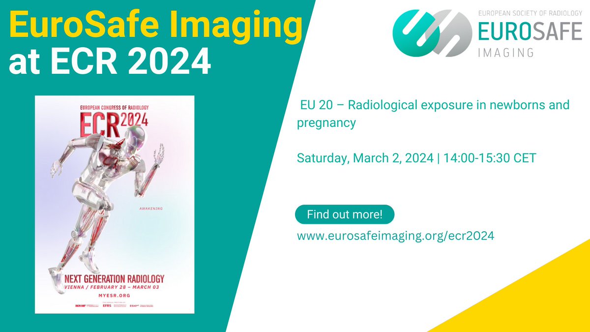 Don't forget our 2nd session today at #ECR2024 on radiological exposure in newborns and pregnancy! Starting at 14:00 (CET) in Room D2 connect.myesr.org/course/radiolo…