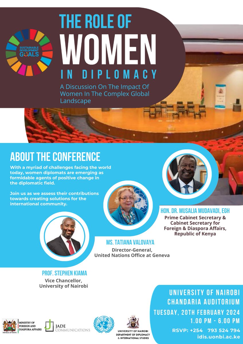 HumanitiesUoN's tweet photo. The Role of Women in Diplomacy Conference is currently happening @uonbi Chandaria Auditorium. #WeareUoN @ddis_uon #DiscourseatUoN https://t.co/Yn4no9GDBS