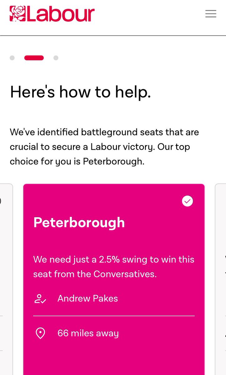 🥀 Labour aren’t fighting in North Norfolk. 🔍 Putting a North Norfolk postcode in to their volunteering site suggests you should campaign in PETERBOROUGH! 🔶 They know that in North Norfolk, it’s a straight fight between the Lib Dems and the Conservatives.