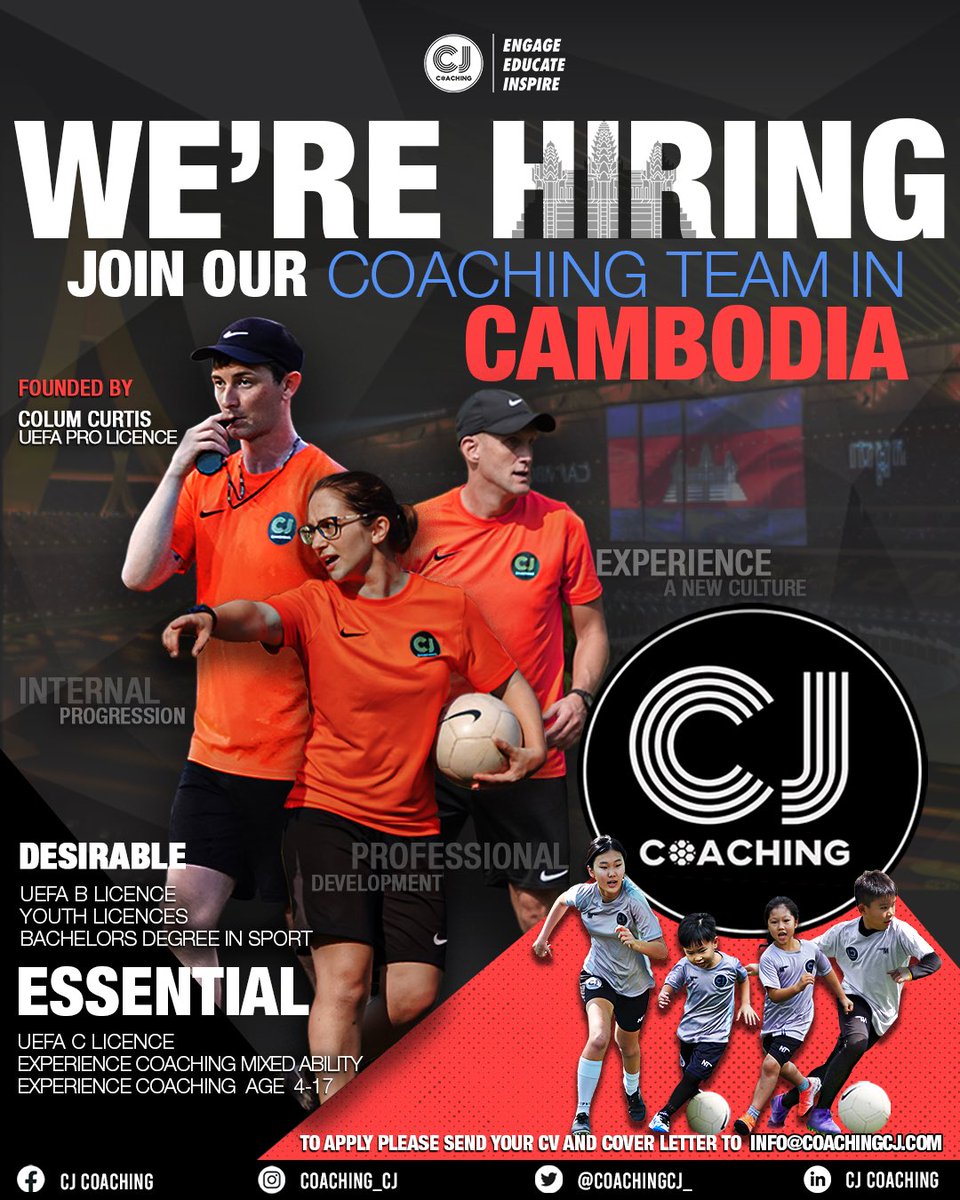 Do you want to join our expanding team of coaches here in Cambodia? See details below on how to apply. ⚽️🇰🇭