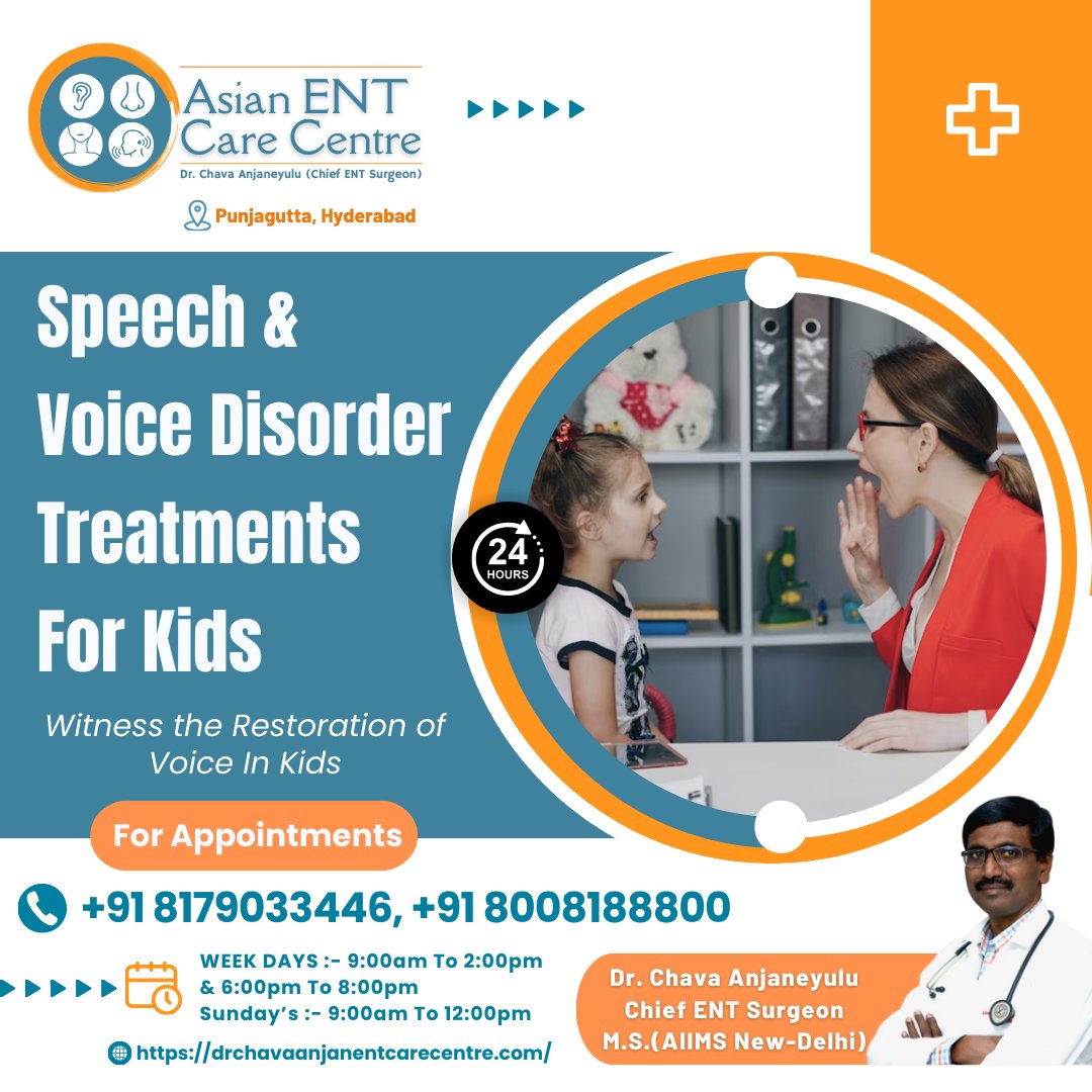 #SpeechTherapy #DrChavaAnjaneyulu #AsianENTCareCentre #KidsSpeechDisorders #VoiceRestoration #PediatricSpeechTherapy #ChildHealth #SpeechAndLanguage #ChildDevelopment #VoiceCareForKids #TopENTSurgeon #PediatricENTCare #SpeechPathologists #SpeechDisorderTreatment