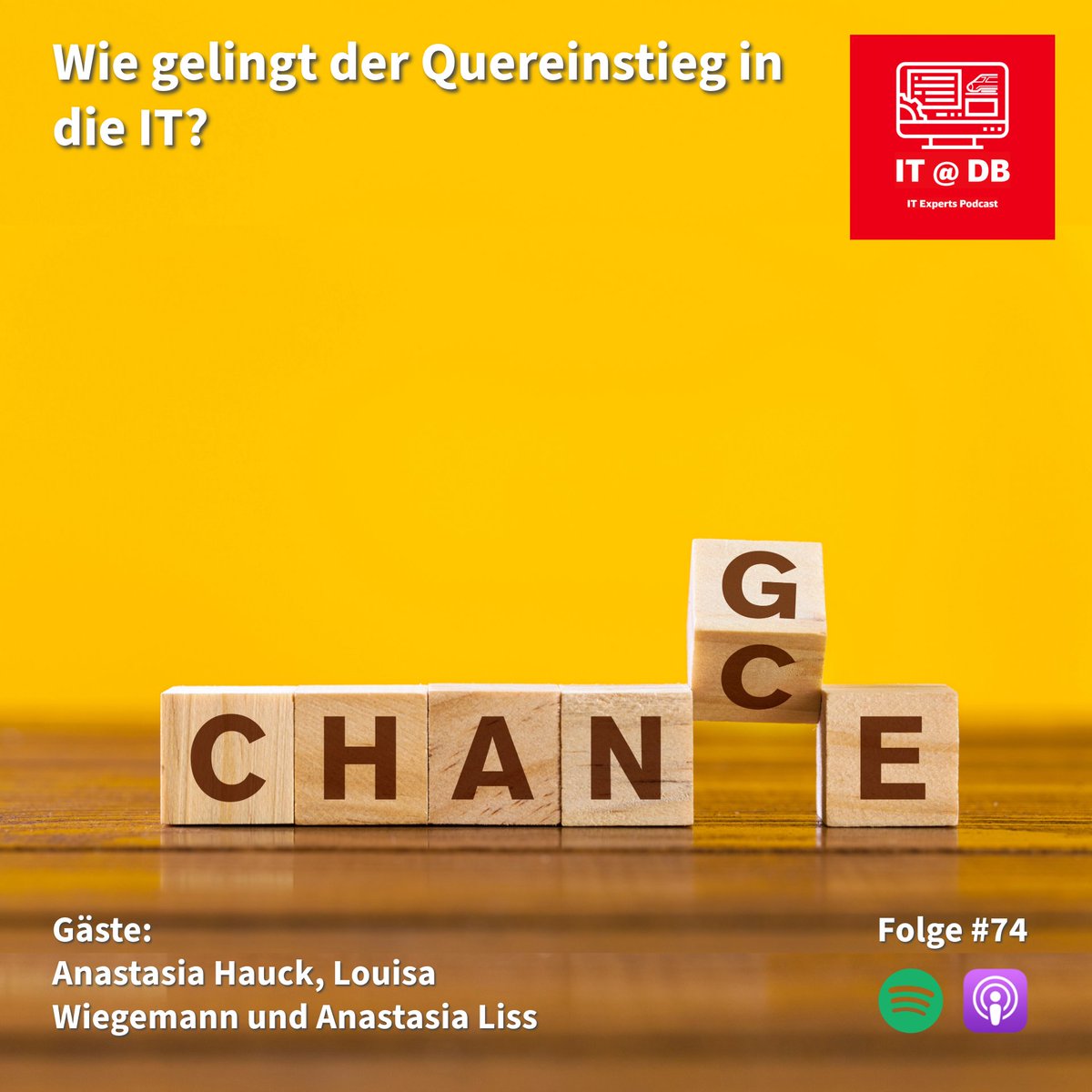Anastasia, Louisa und Nastja von der DB Fernverkehr sprechen mit mir darüber, welche Tipps sie für Quereinsteigende in der IT haben, welche Rolle das Netzwerken bei ihrem eigenen Quereinstieg gespielt hat uvm. #ChanceInChange #ITatDB Spotify: lnkd.in/eYamntR4