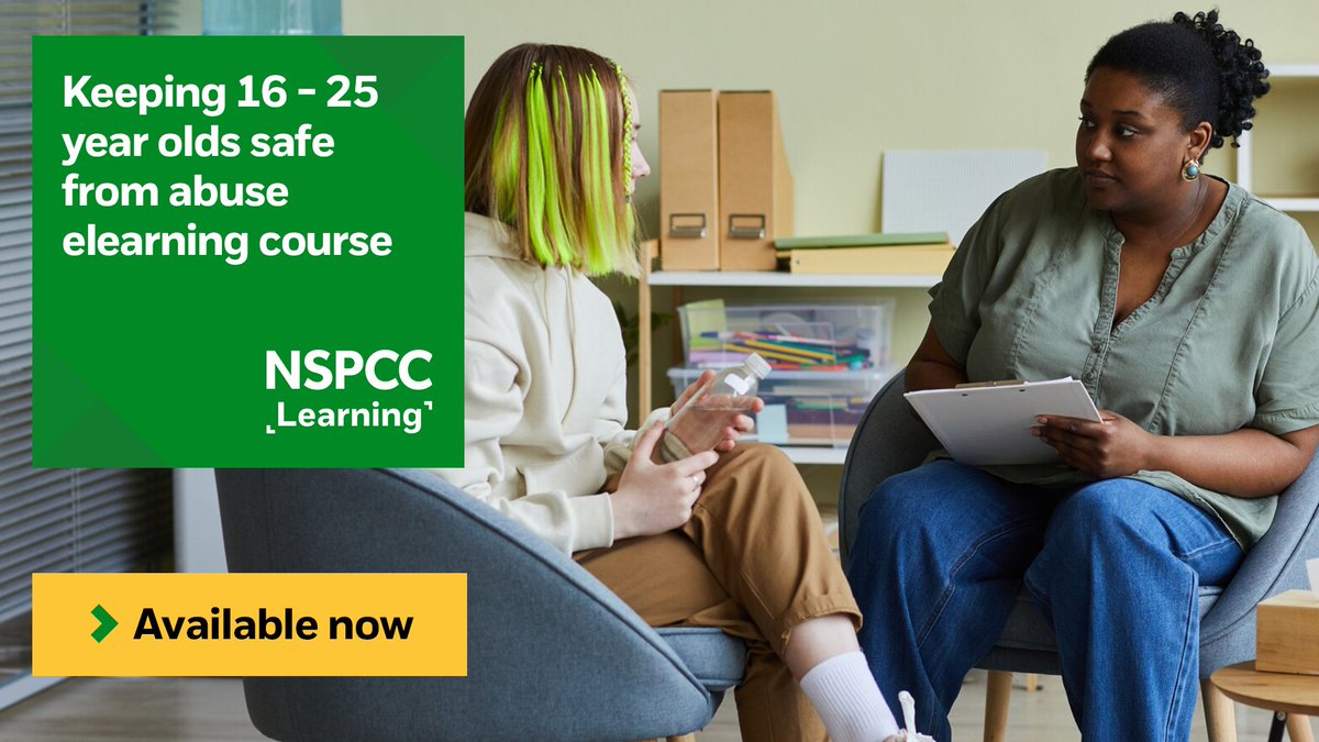 Keeping 16- to 25-year-olds safe from abuse is our new elearning course. Developed in association with @AnnCraftTrust, the course will help you to recognise and respond to safeguarding concerns related to young adults. Find out more: learning.nspcc.org.uk/training/safeg…