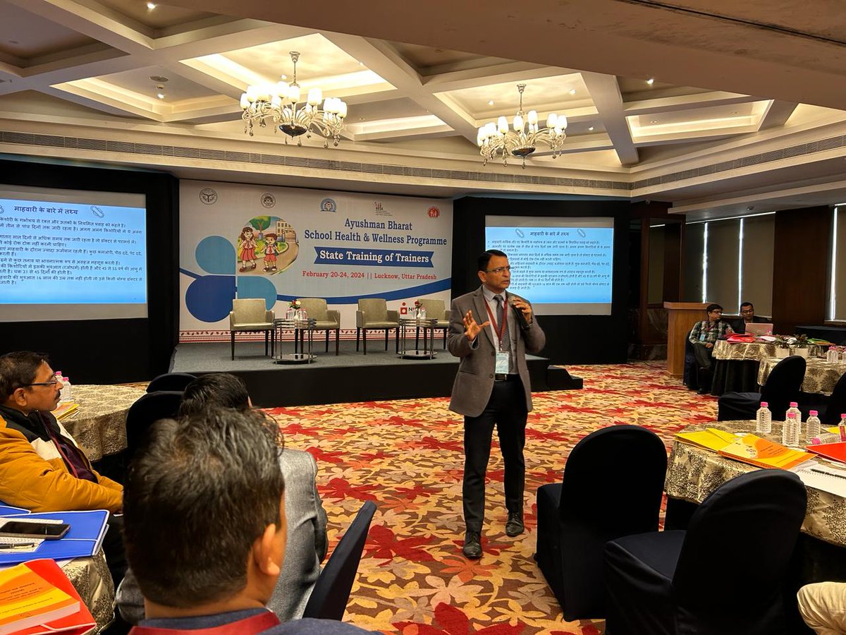 ManojShukul's tweet photo. State ToT on Ayushman Bharat School Health and Wellness Program #UttarPradesh started at #Lucknow with the support of @nhm_up @NutritionIntl @upfamilywelfare @MoHFW_INDIA #RKSK @ZoyaAliRizvi @InduGrewal https://t.co/P6UUNj1A7k