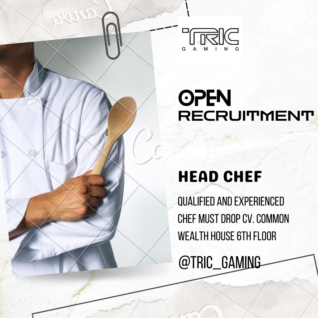 tric_gaming's tweet photo. Qualified personnel must Drop there CV @tric_gaming ASAP
We are located at Commonwealth house 6th floor opposite Galitos https://t.co/cCI2D5qbMb