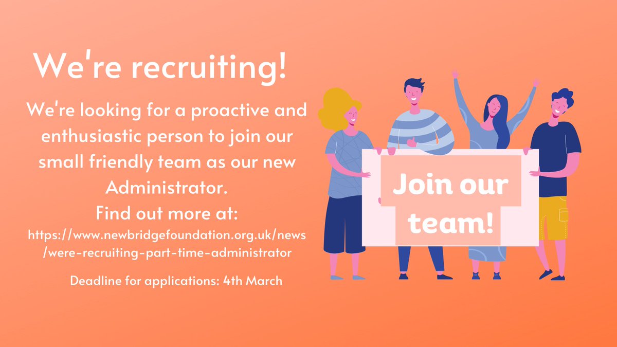 We're recruiting for a proactive and enthusiastic person to join our team as a part-time Administrator, to help us on our journey to grow and support more people in #prison Find out more here: newbridgefoundation.org.uk/news/were-recr…… #charityjobs